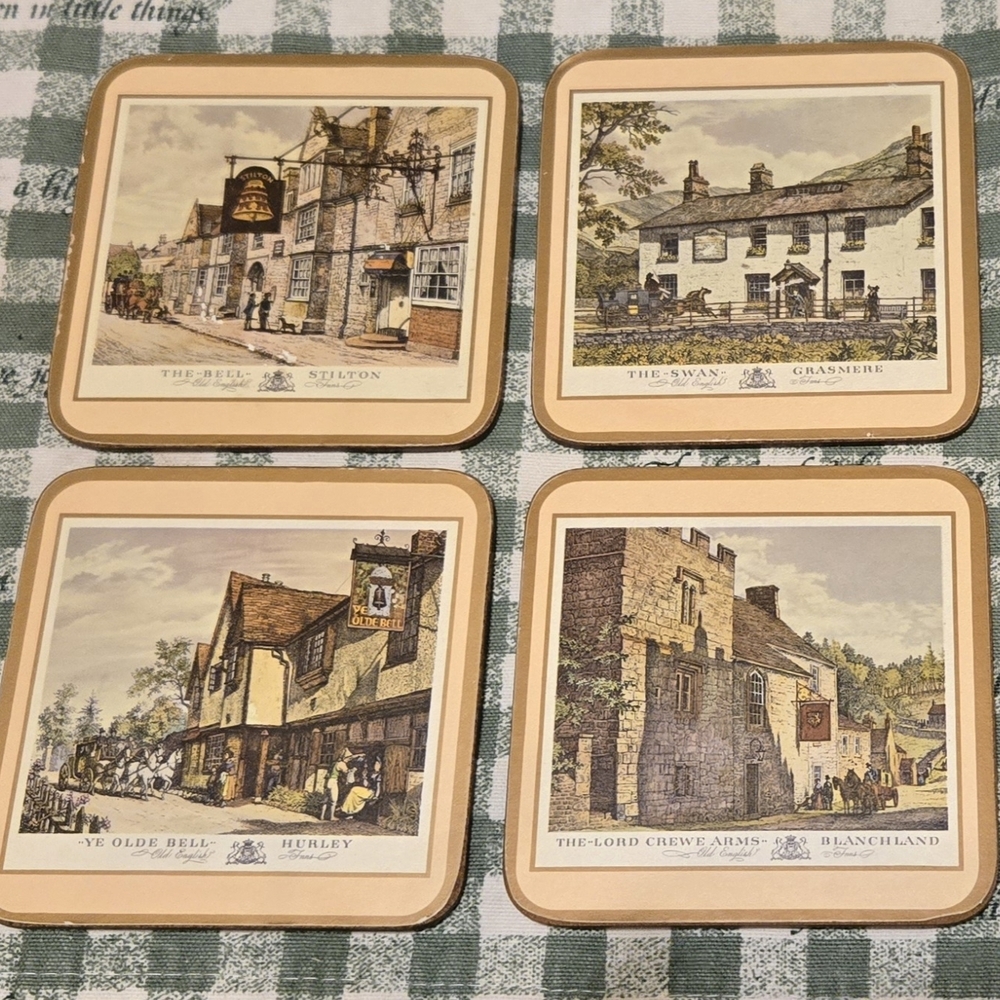 Old English Inns Set 4 Cork Coasters By Pimpernel